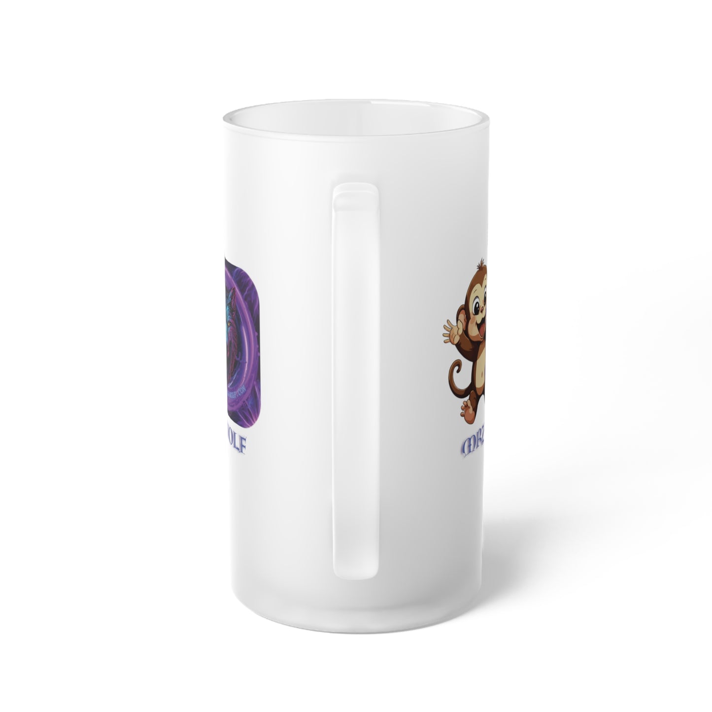 WELCOME TO RYZE & SHINE W/ MONKO & MRZ-WILD-WOLF 16 oz Frosted Glass Mug
