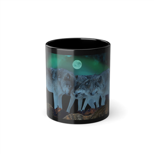 Beautiful Wolf 11oz Ceramic Coffee Cup (color Black)